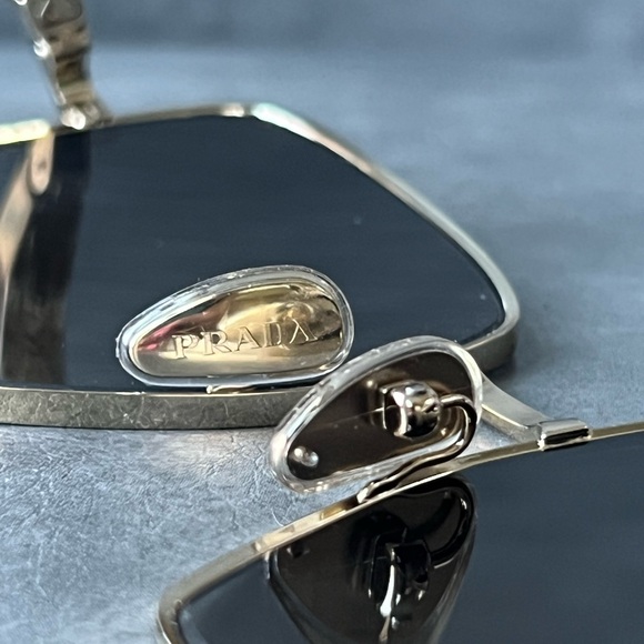 Prada Polarized Sunglasses SPR64Z Pale Gold/Grey Gradient NWT - Picture 14 of 16